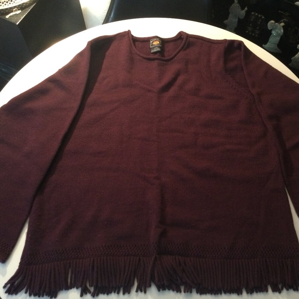 Route 66 solid Maroon sweater fringe waistline Ladies Size 1X Vintage